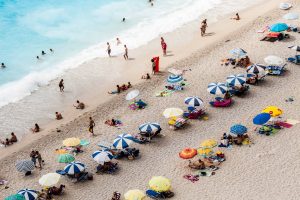 Overhead view of a crowded beach