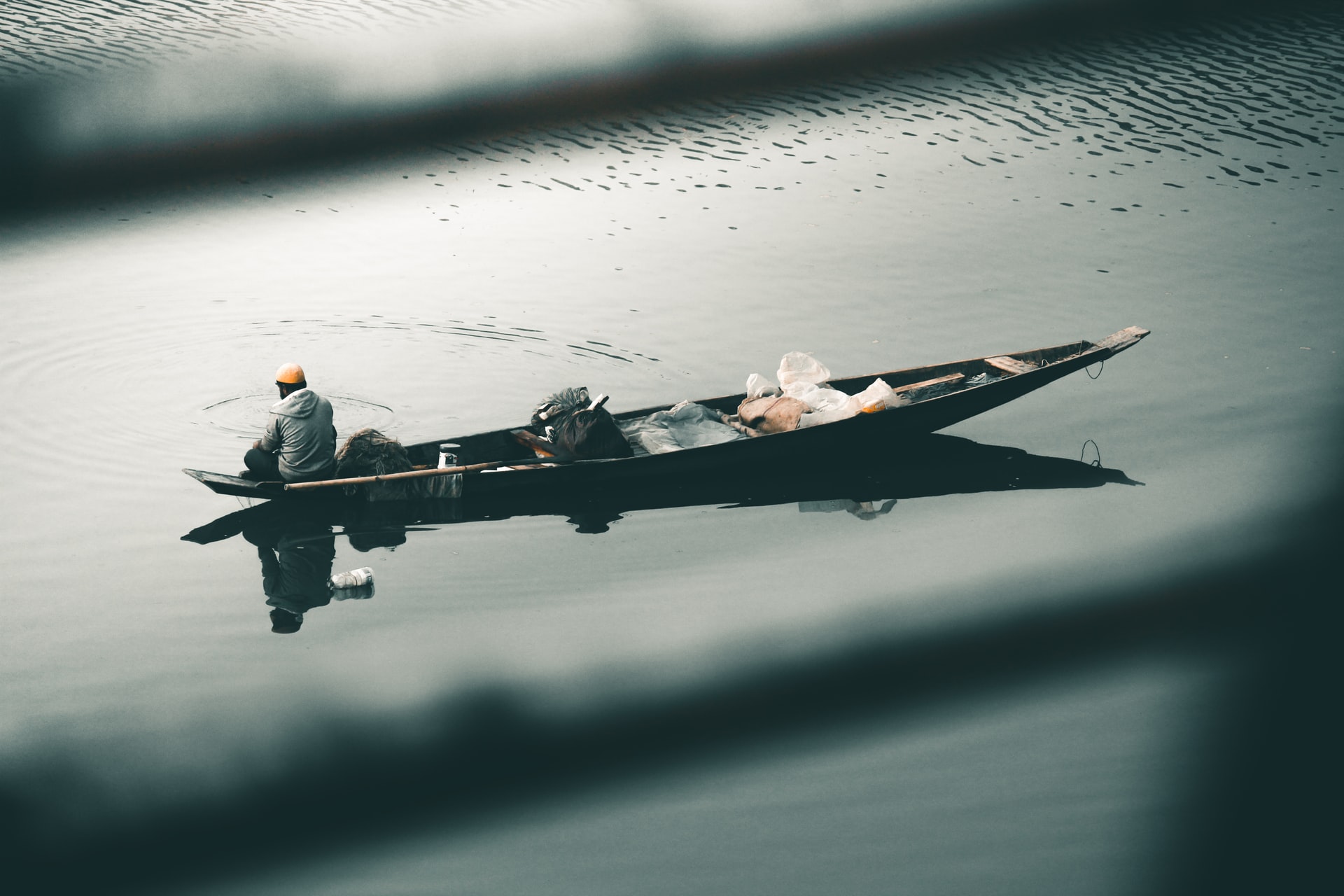 Man fishing from a canoe